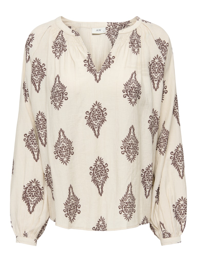 Jdyholly L/s  Smock Top Wvn - Ecru Dessin