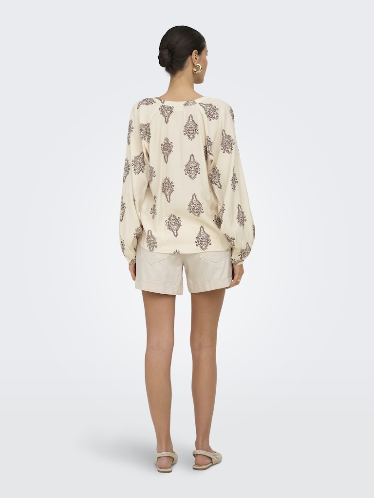 Jdyholly L/s  Smock Top Wvn - Ecru Dessin
