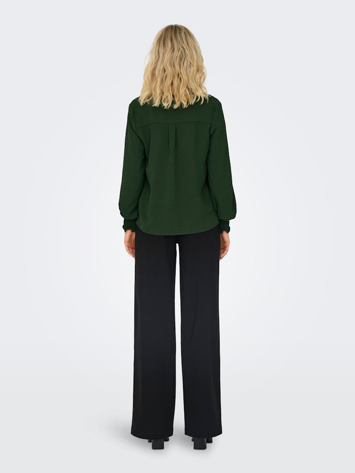 Onlmette V-neck Ls Smock Top Noos Wvn - Groen