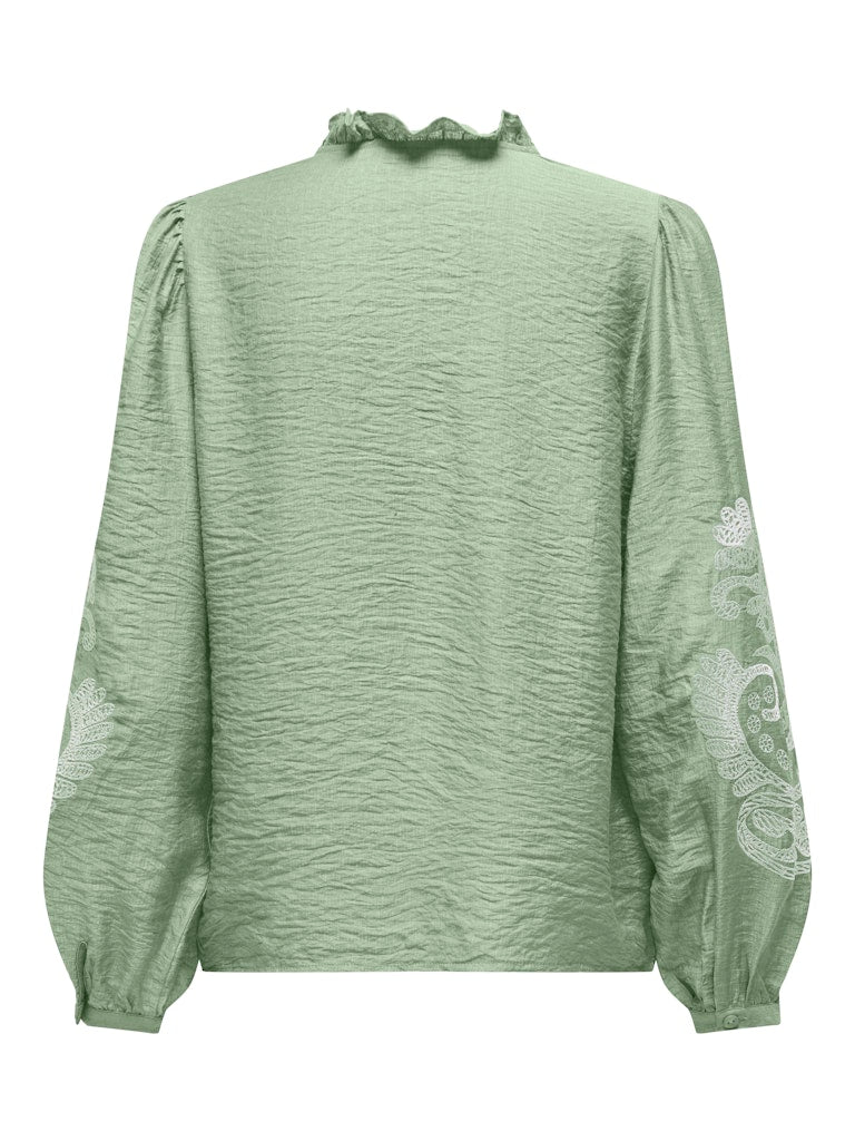 Onlnew Malou L/s Emb Top Wvn Cs - Mint