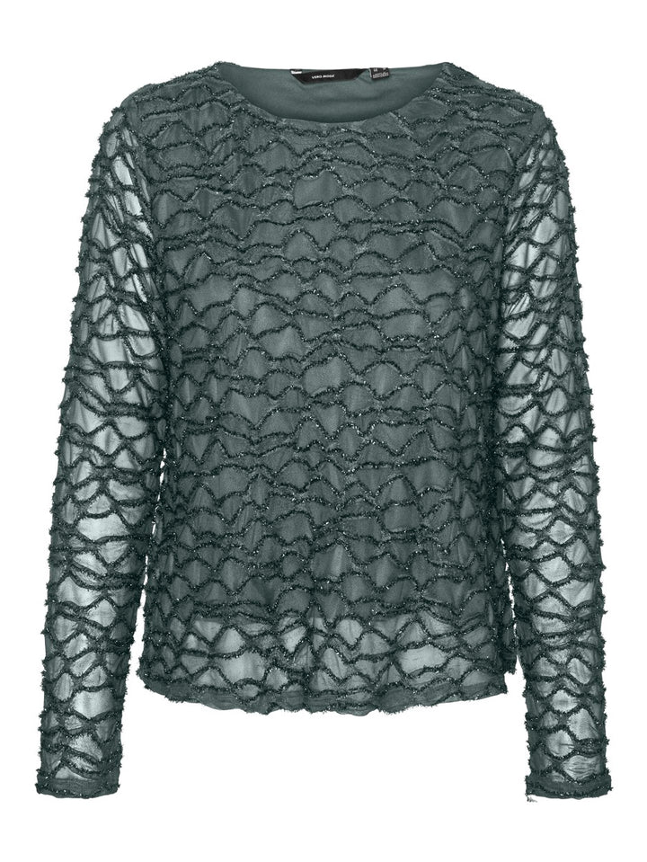 Vmelga Ls Short Boatneck Glitter To - Donkergroen