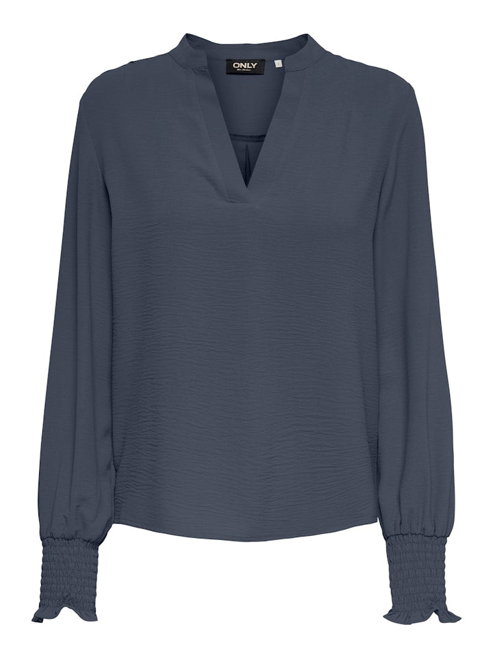 Onlmette V-neck Ls Smock Top Noos Wvn - Rafblauw