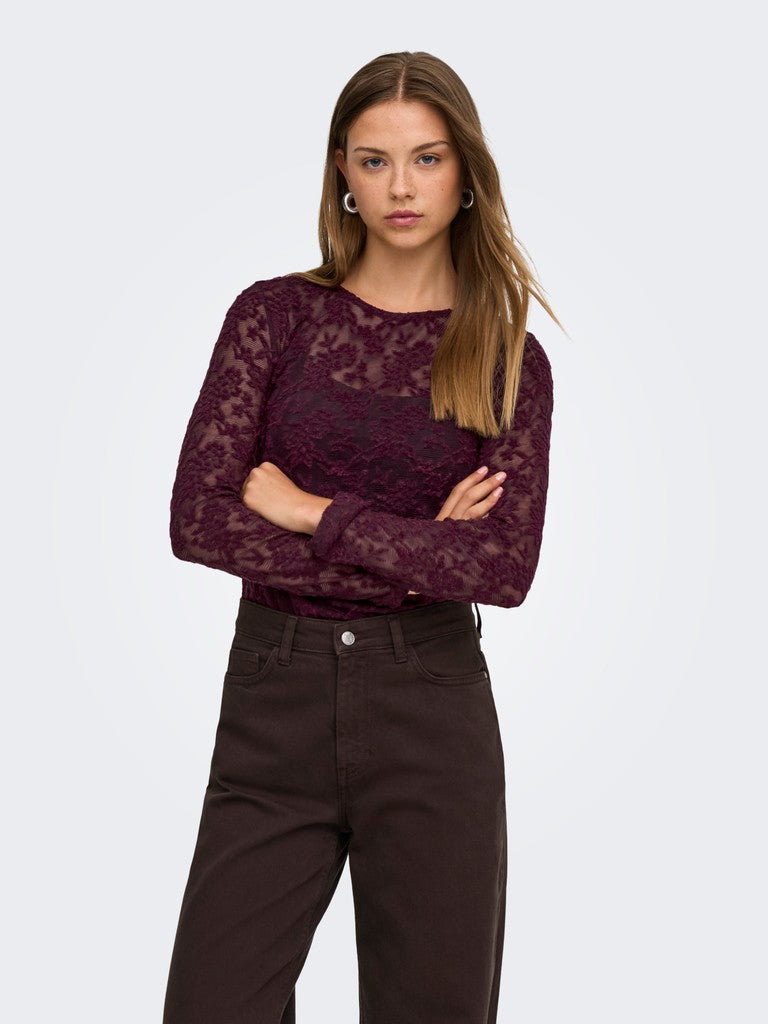 Onlblaise L/s Top Jrs - Bordeaux