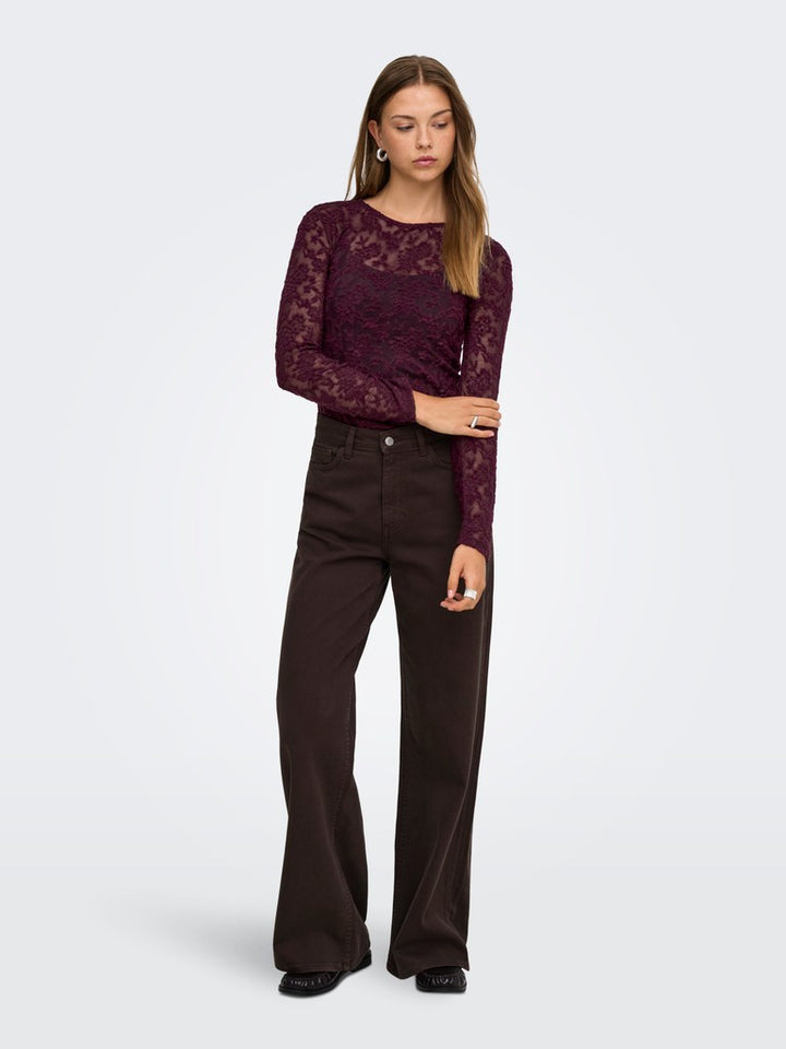 Onlblaise L/s Top Jrs - Bordeaux