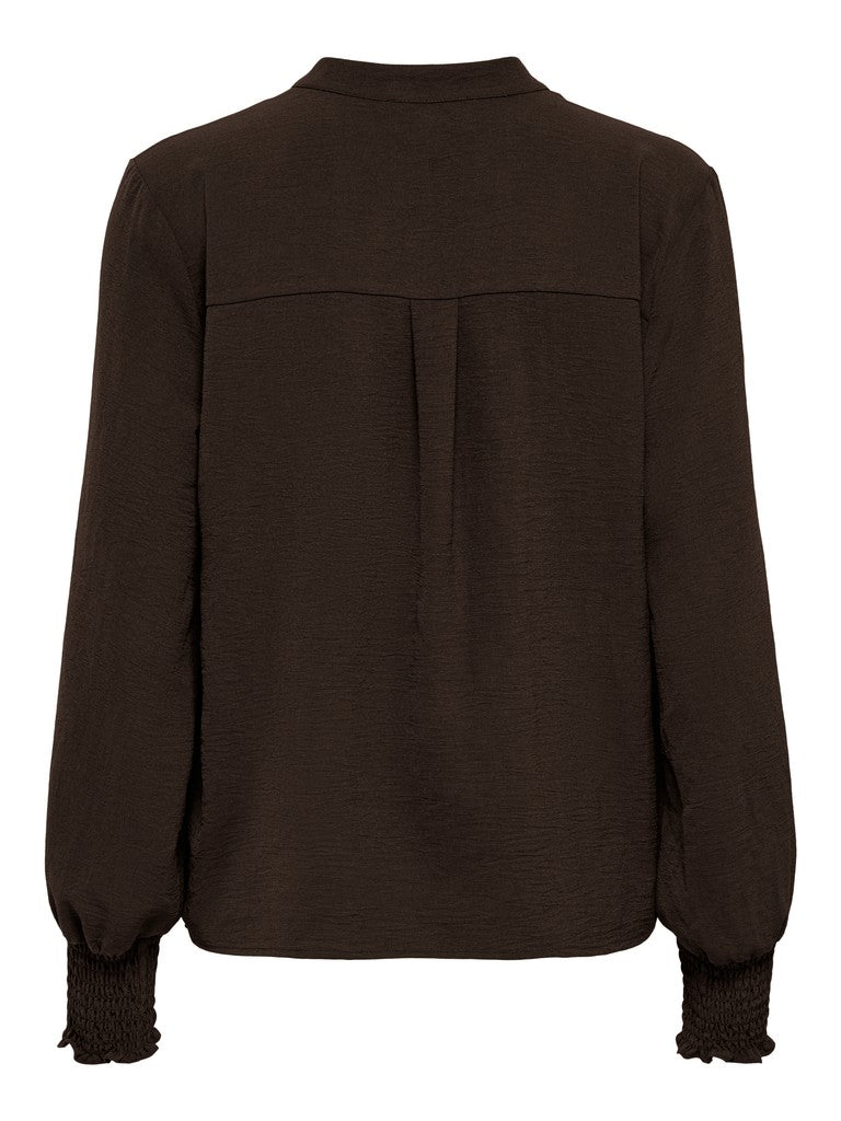 Onlmette V-neck Ls Smock Top Noos Wvn - Bruin