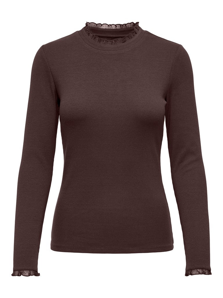 Onlleslie L/s Lace Mix Top Jrs - Bruin