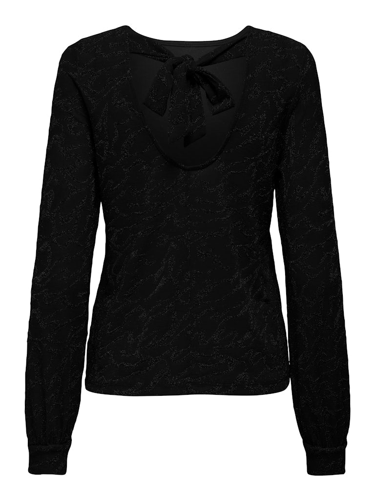Onlcarol L/s Glitter Bow Top Box Jrs - Zwart