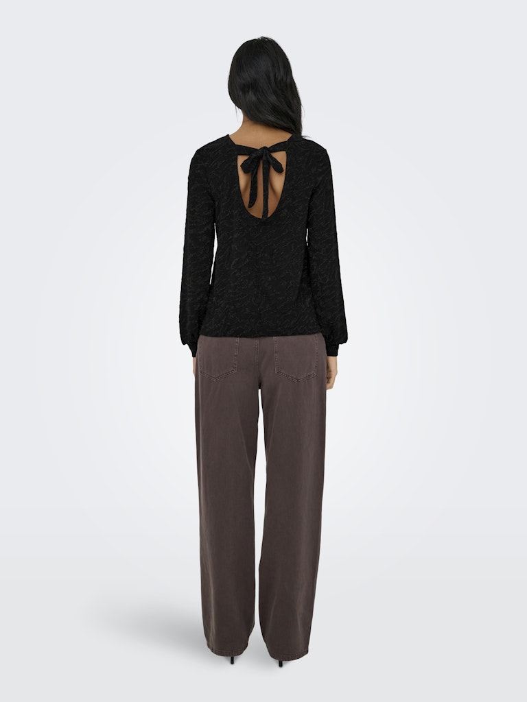 Onlcarol L/s Glitter Bow Top Box Jrs - Zwart