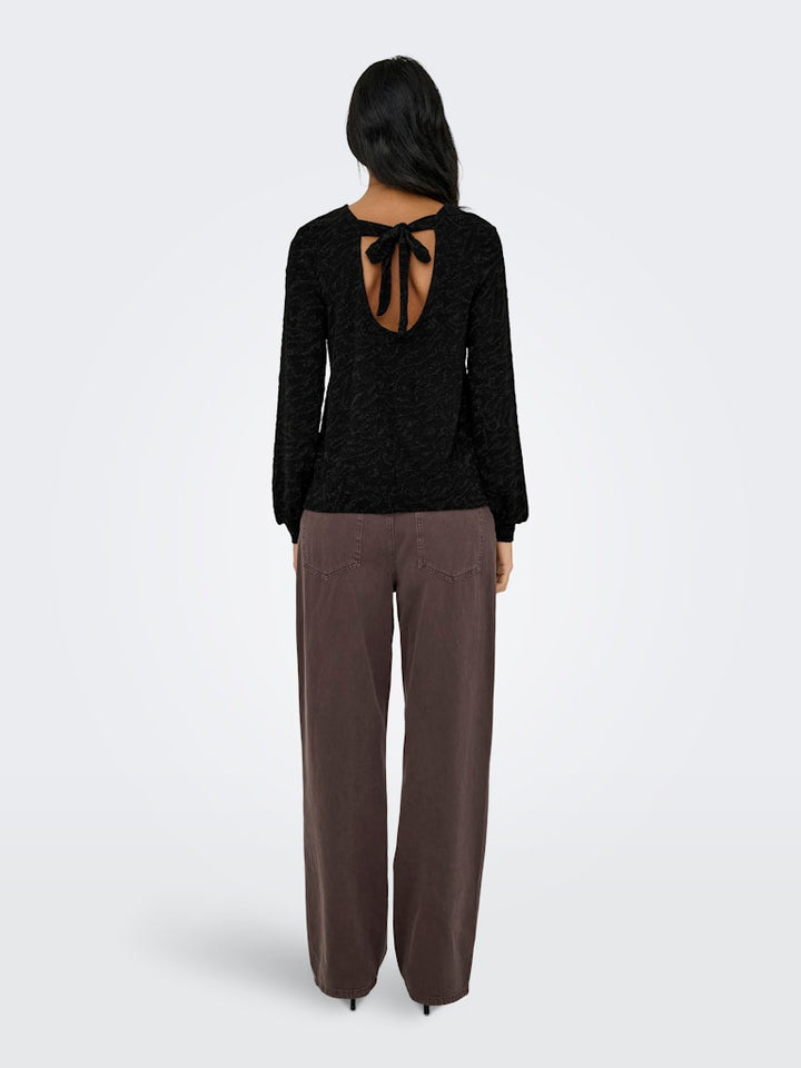 Onlcarol L/s Glitter Bow Top Box Jrs - Zwart