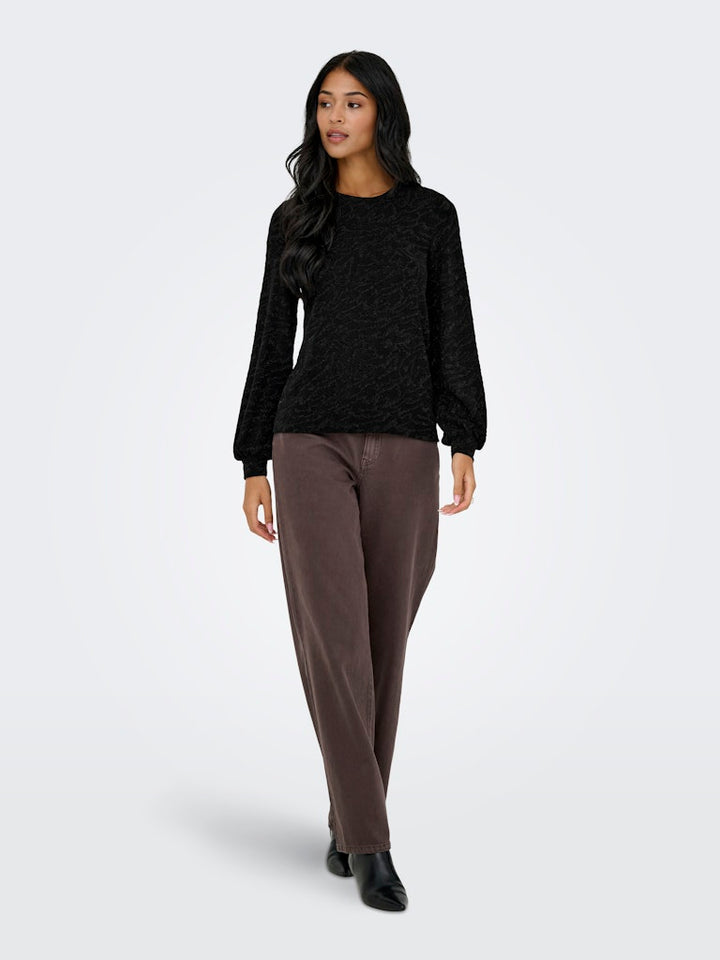 Onlcarol L/s Glitter Bow Top Box Jrs - Zwart