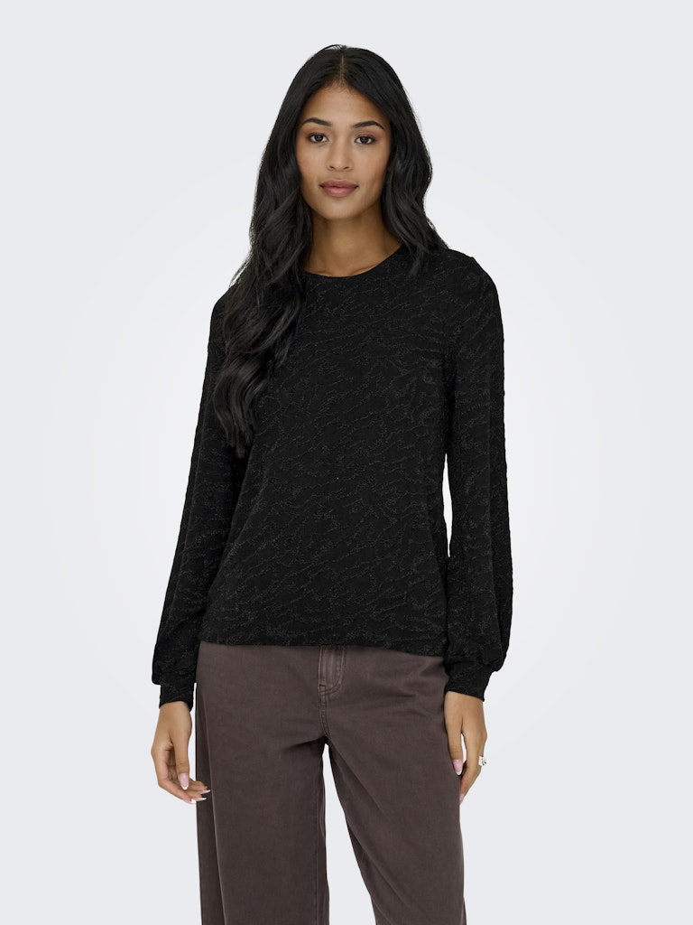 Onlcarol L/s Glitter Bow Top Box Jrs - Zwart