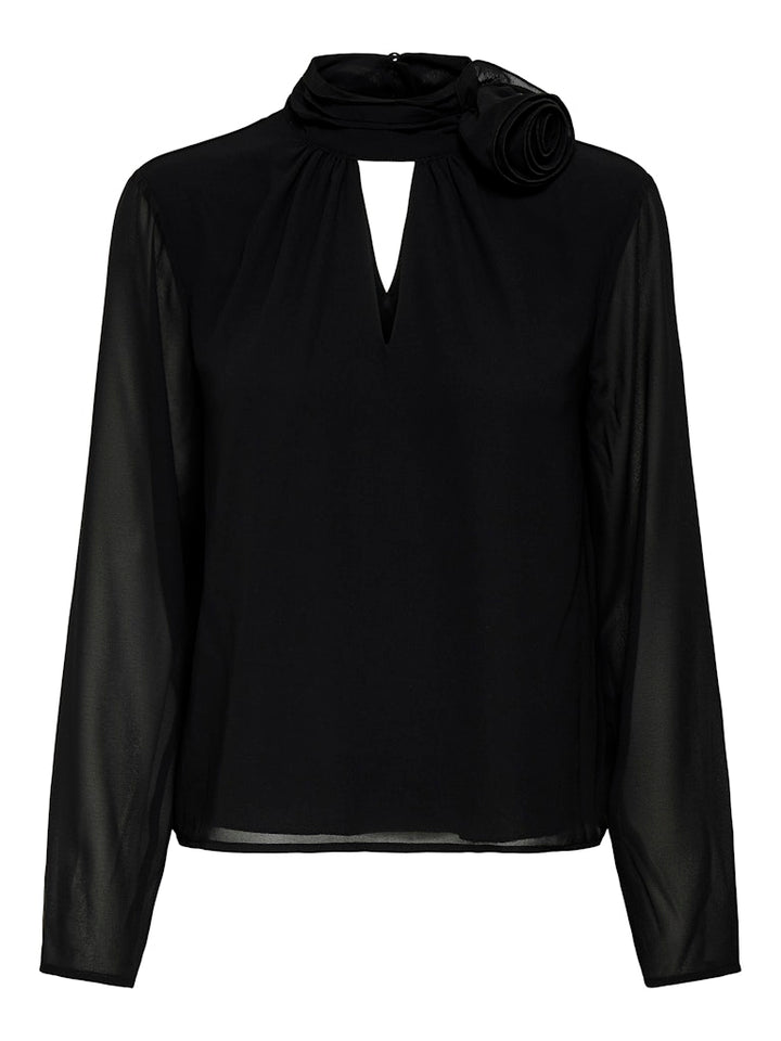 Jdynomi L/s High Neck Rose Top Wvn - Zwart