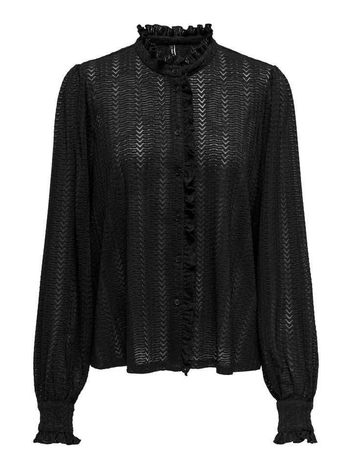 Onlisabelle L/s Placket Ruffle Top - Zwart