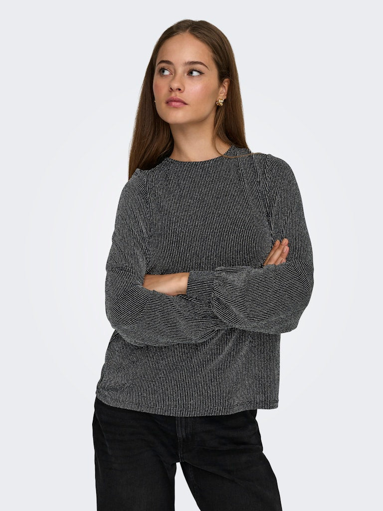 Onlcarol L/s Glitter Bow Top Box Jrs - Zwart Dessin