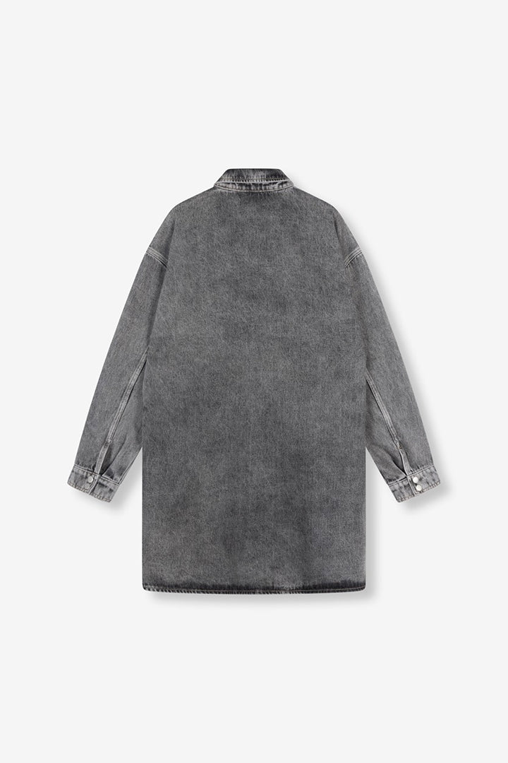 Ladies Woven Vintage Denim Pearl Dress - Grey Denim