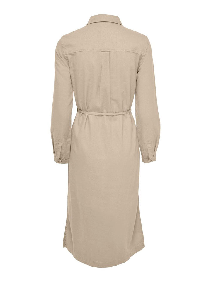 Onlcaro Ls Linen Shirt Dress Cc Pnt - Zand