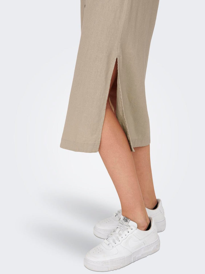 Onlcaro Ls Linen Shirt Dress Cc Pnt - Zand