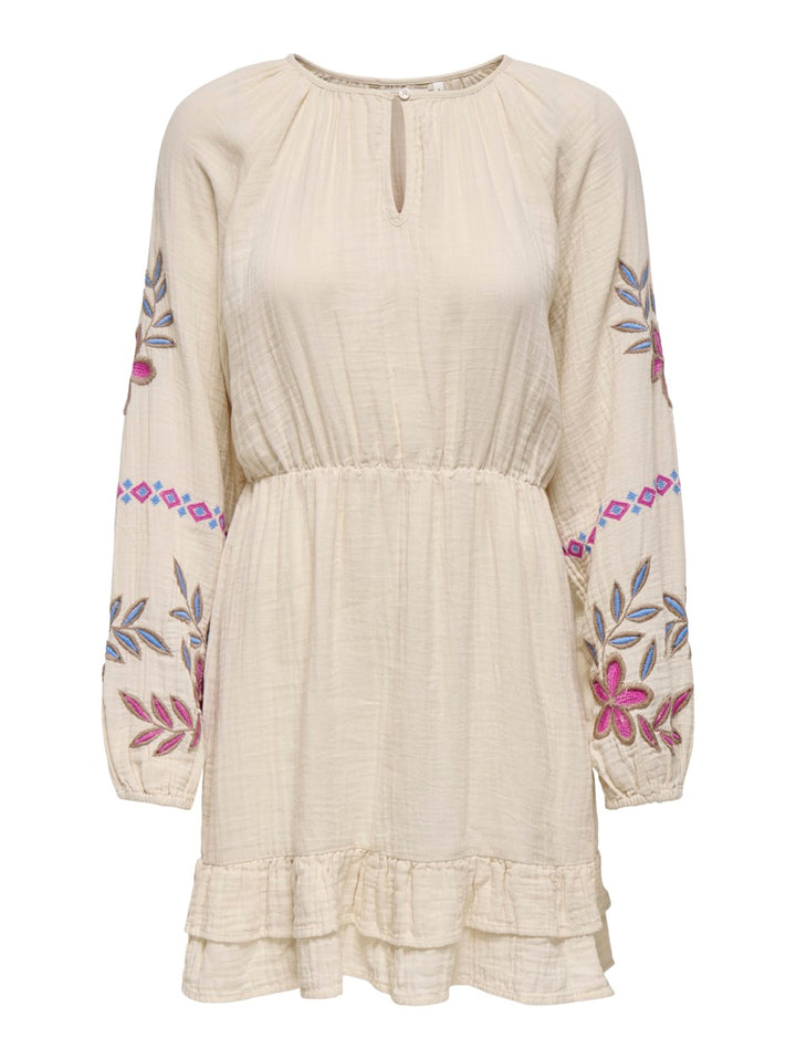 Onlblake Life Ls Emb Dress Wvn - Beige