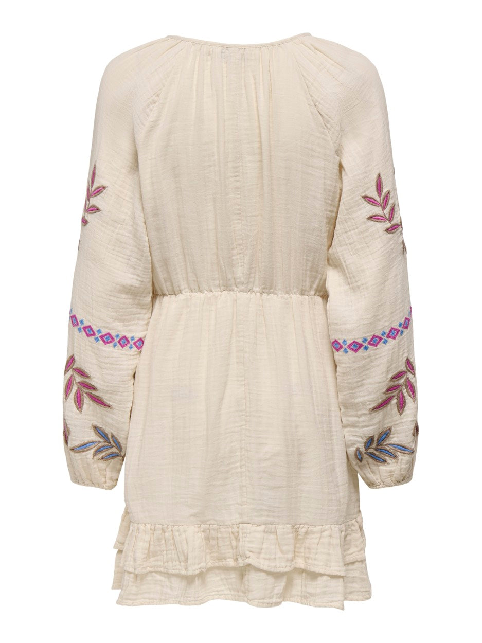 Onlblake Life Ls Emb Dress Wvn - Beige