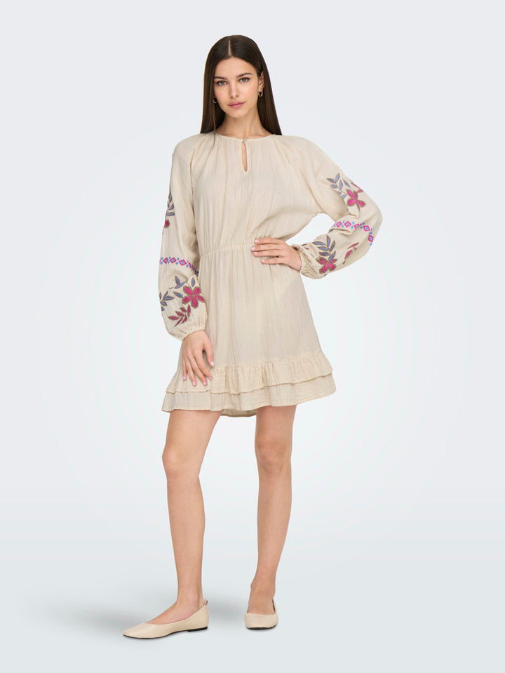 Onlblake Life Ls Emb Dress Wvn - Beige