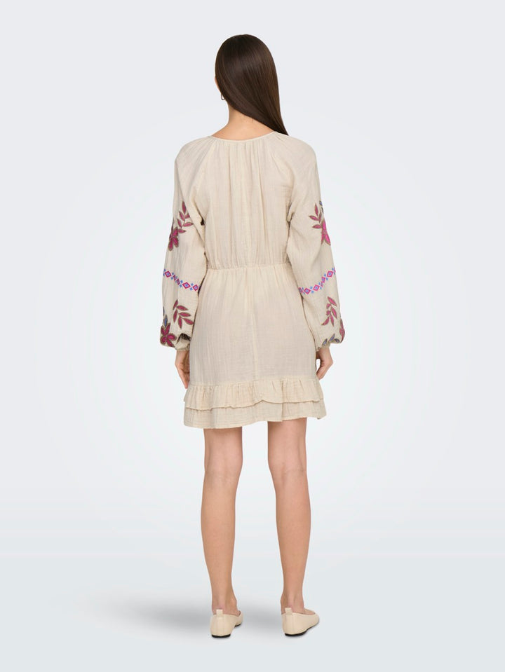 Onlblake Life Ls Emb Dress Wvn - Beige
