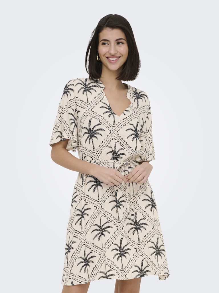 Jdygaby Life S/s Belt Dress Wvn - Zand Dessin