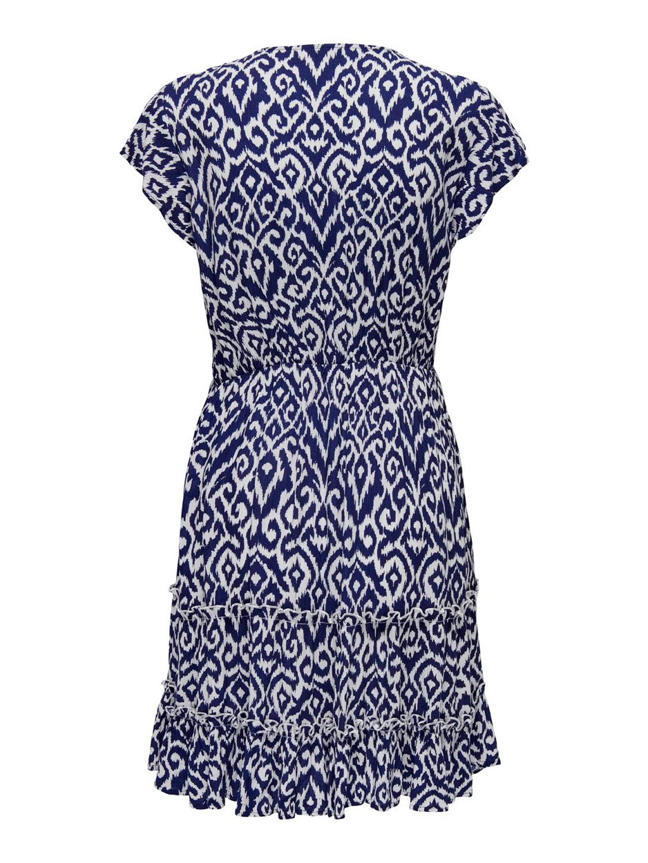 Onlclaudette Life Ss Mini Dress Wvn Noos - Blauw Dessin