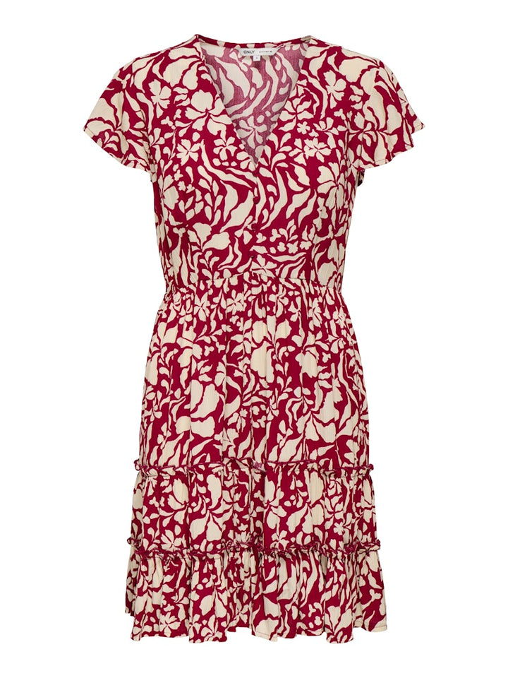 Onlclaudette Life Ss Mini Dress Wvn Noos - Rood Dessin