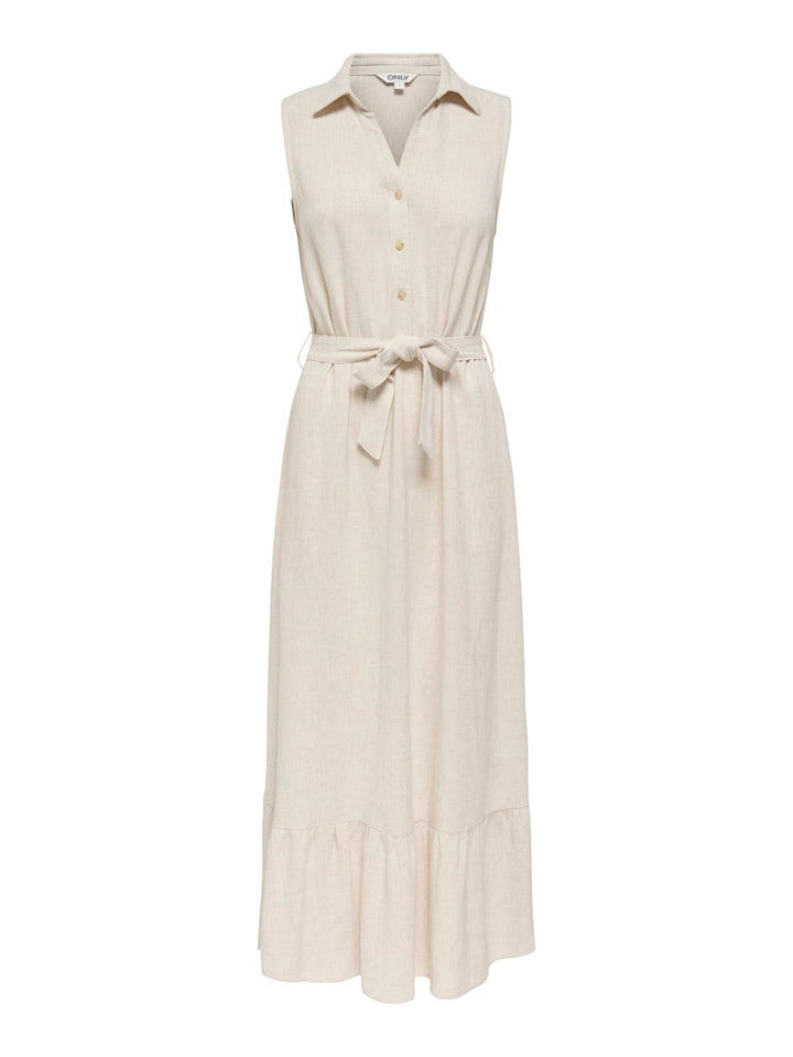Onlsiesta Lin Sl Belt Dress Pnt Noos - Beige
