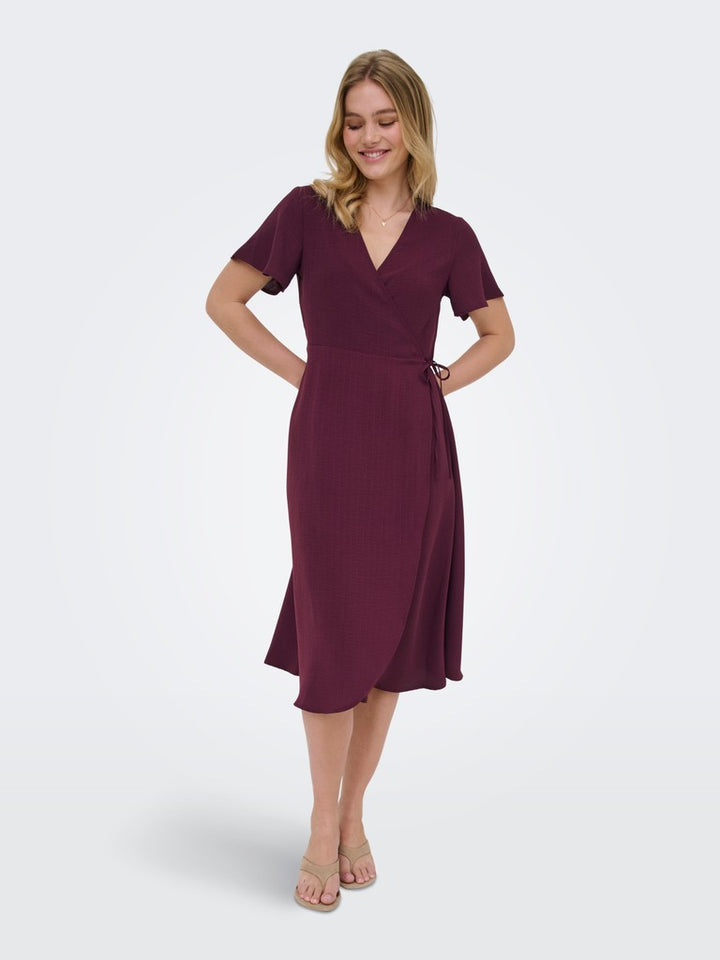 Onlcali Life S/s Wrap Dress Wvn Noos - Fuchsia