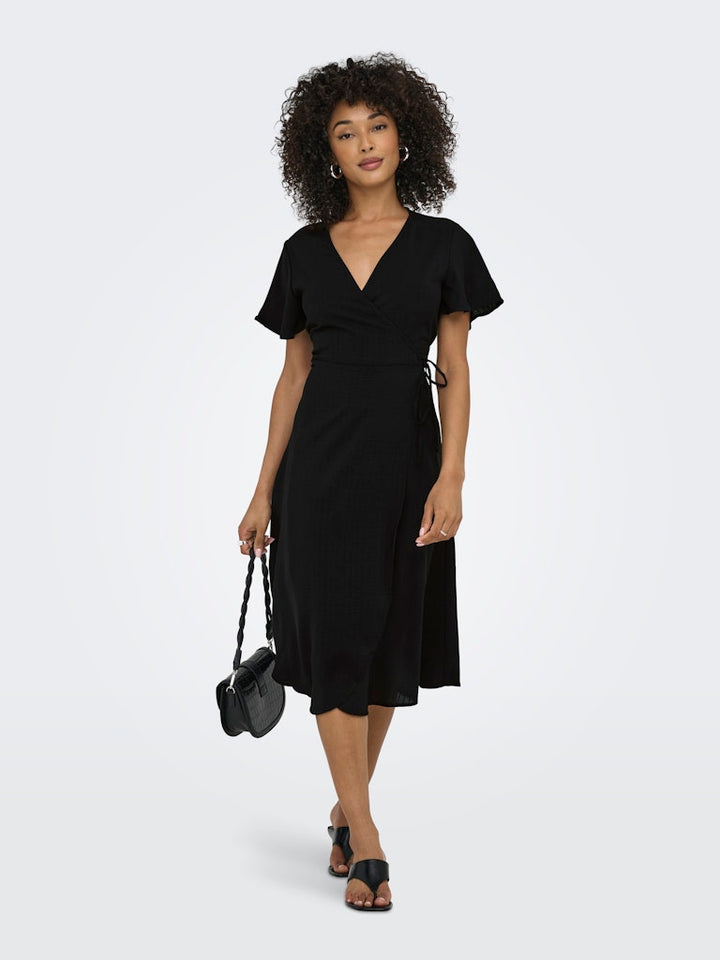 Onlcali Life S/s Wrap Dress Wvn Noos - Zwart