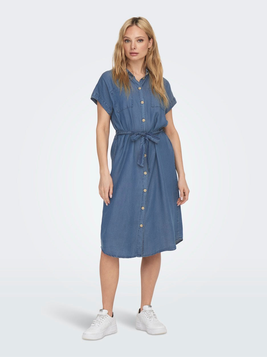 Onlpema Hannover Ss Dnm Sh Dress Qytnoos - Blue Denim