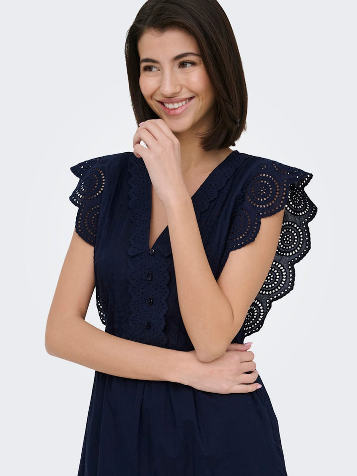 Jdysara S/l Lace Dress Wvn - Navy
