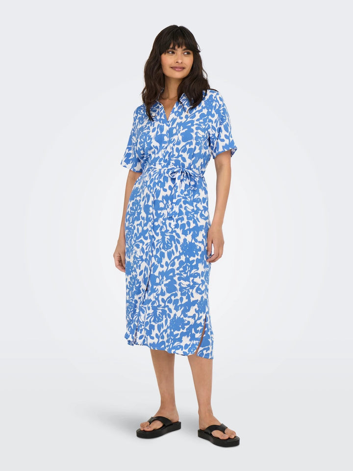 Onlyasmin S/s Shirt Dress Wvn Noos - Blauw Dessin