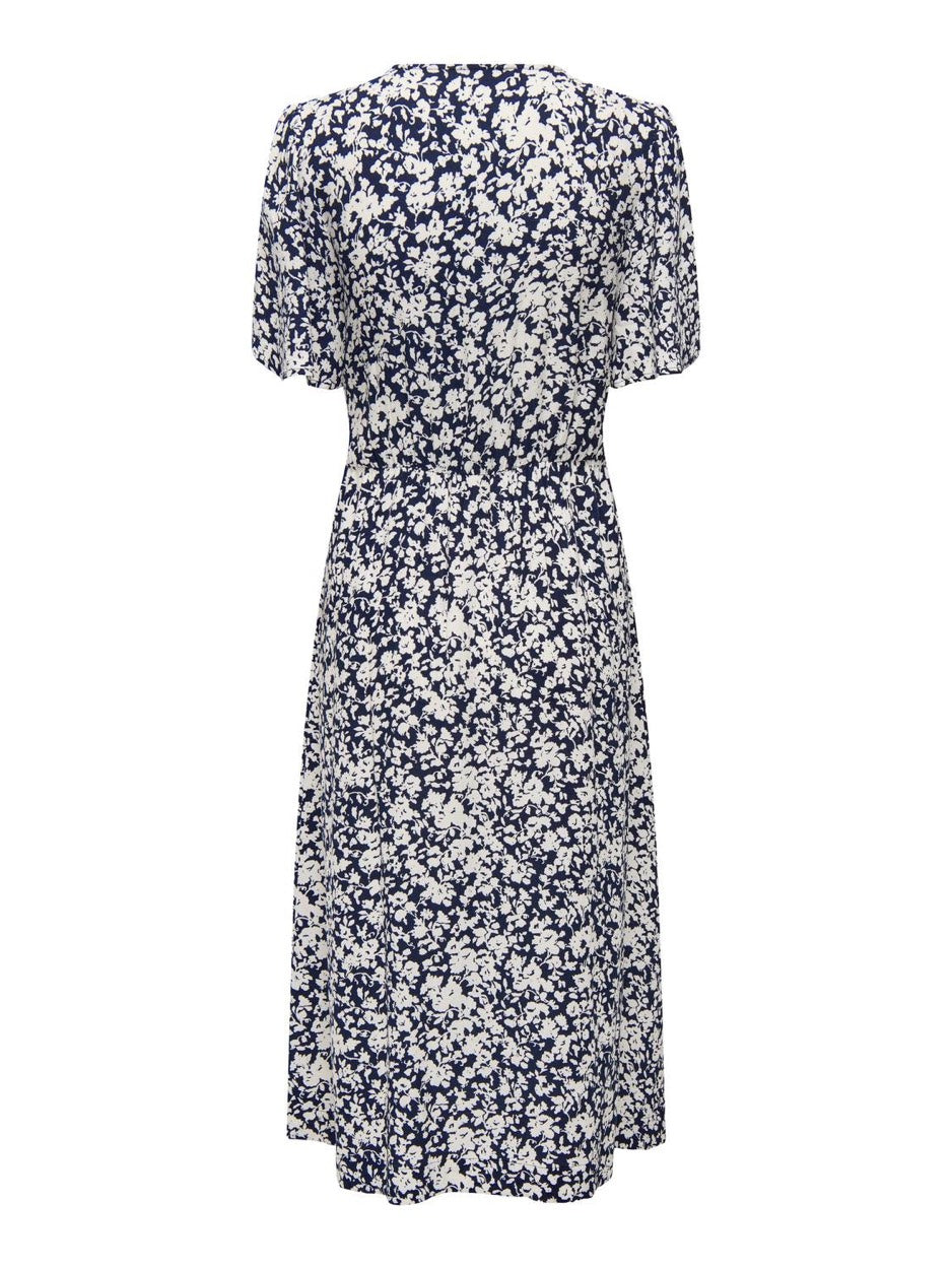 Onlhalia S/s Midi Dress Wvn Noos - Blauw Dessin
