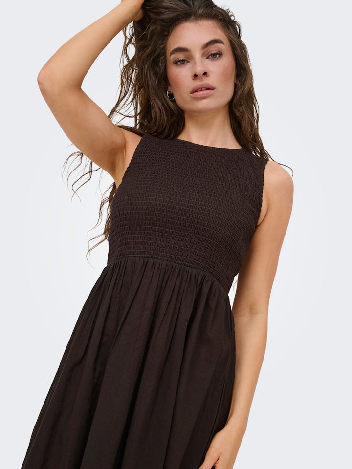 Jdydiego S/l Smock Midi Dress Wvn - Bruin Dessin