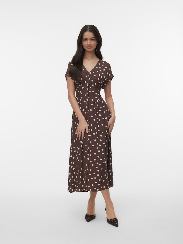 Vmelisa Sl Pleat Shirt 7/8 Dress Wvn - Bruin Dessin
