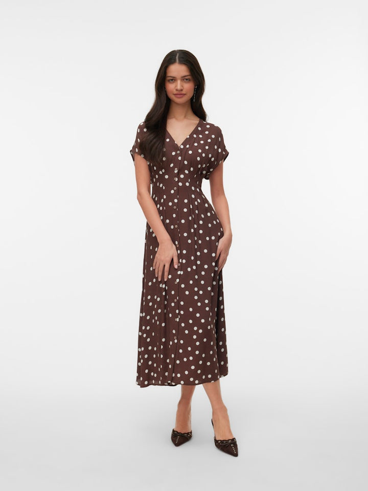 Vmelisa Sl Pleat Shirt 7/8 Dress Wvn - Bruin Dessin