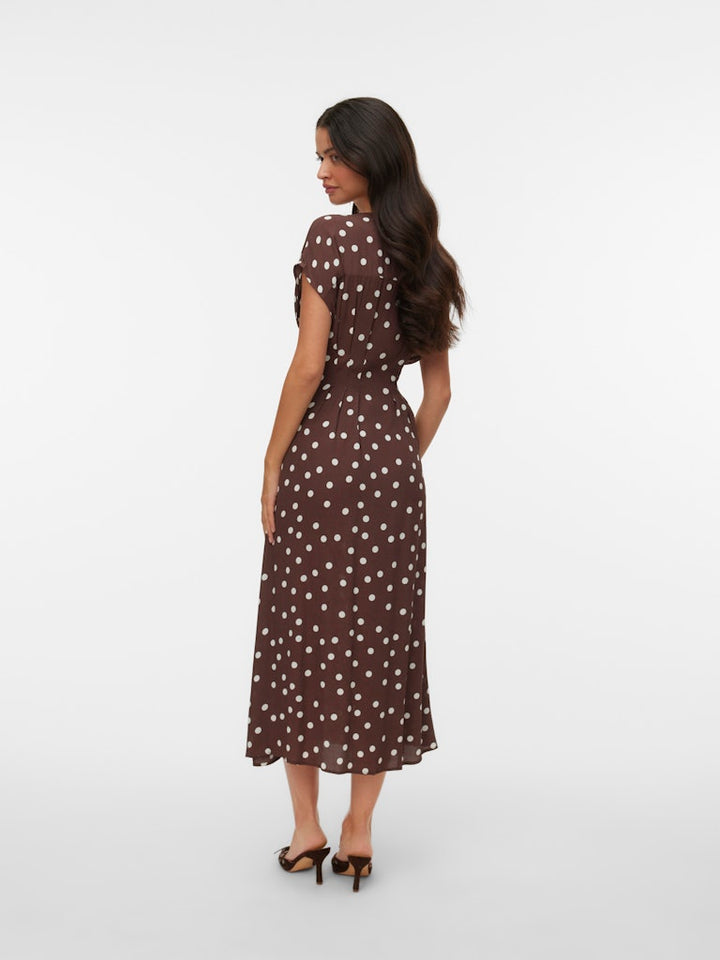 Vmelisa Sl Pleat Shirt 7/8 Dress Wvn - Bruin Dessin
