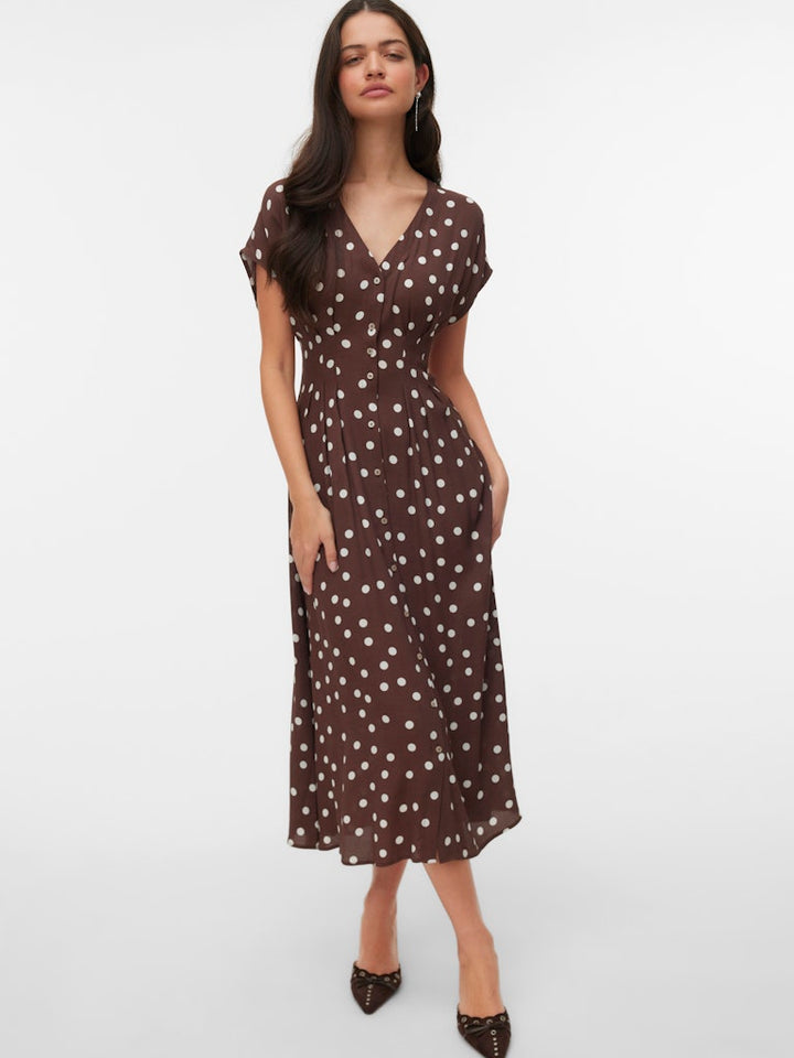 Vmelisa Sl Pleat Shirt 7/8 Dress Wvn - Bruin Dessin
