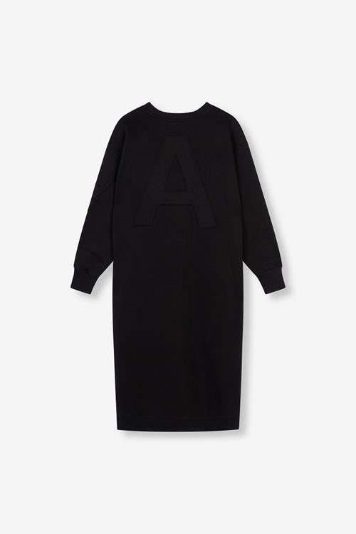Ladies Knitted Midi Sweat Dress - Zwart