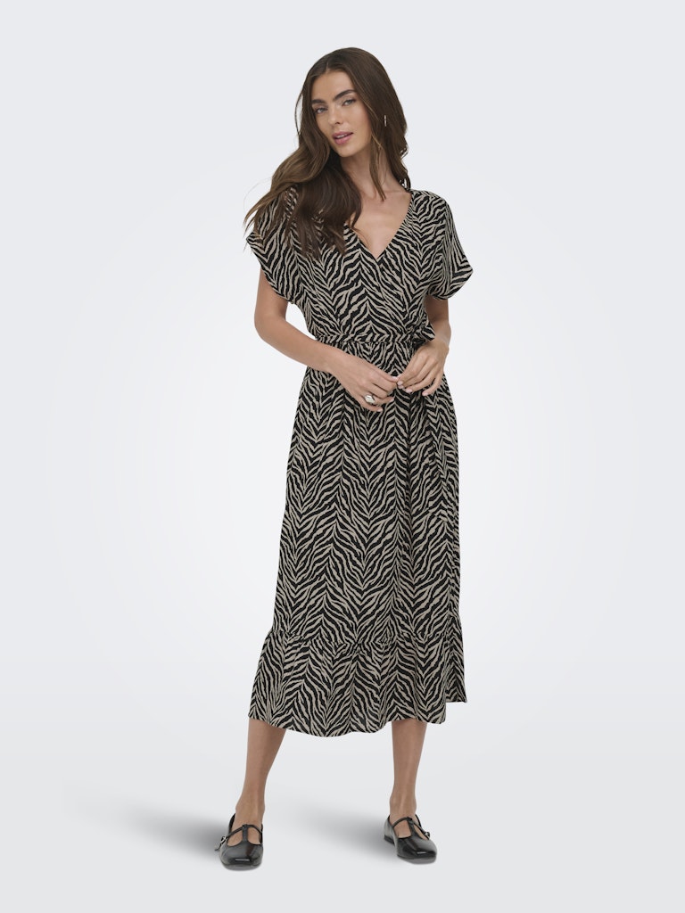 Onlzilla Adele Ss Long Dress Noos Wvn - Zwart Dessin