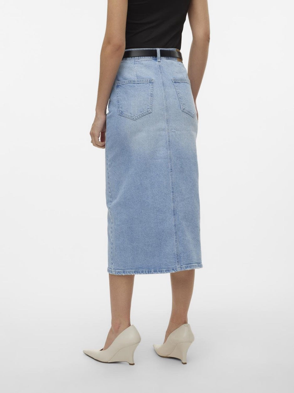 Vmveri Hr Calf Denim Skirt Ga Noos - Blue Denim