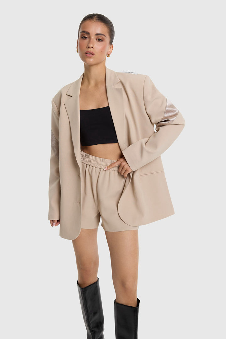 Shiny Pannel Blazer - Zand