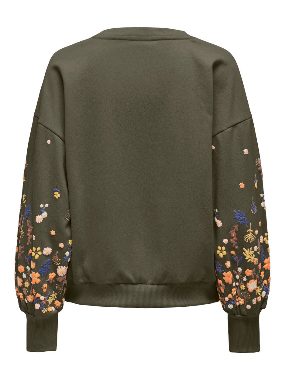 Onlbrooke L/s O-neck Flower Swt Noo - Oranje