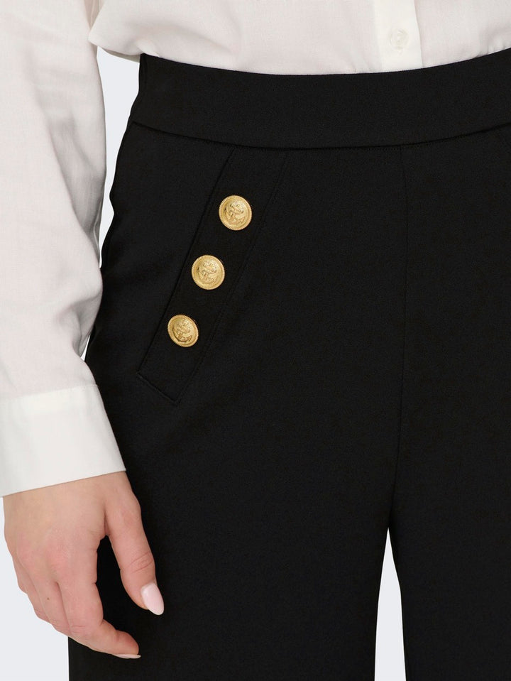 Onlsania High Waist Button Pant Jrs - Zwart