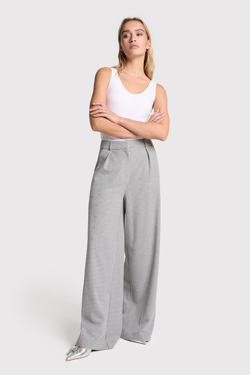 Ladies Woven Mini Check Pant - Zwart Dessin