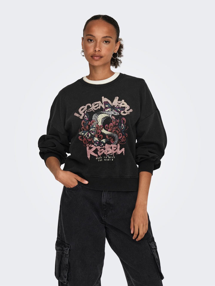 Onllucinda L/s Graffiti O-neck Box - Zwart