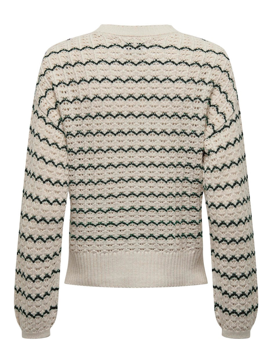 Onlasa Ls O-neck Cc Cs Knt - Ecru Dessin