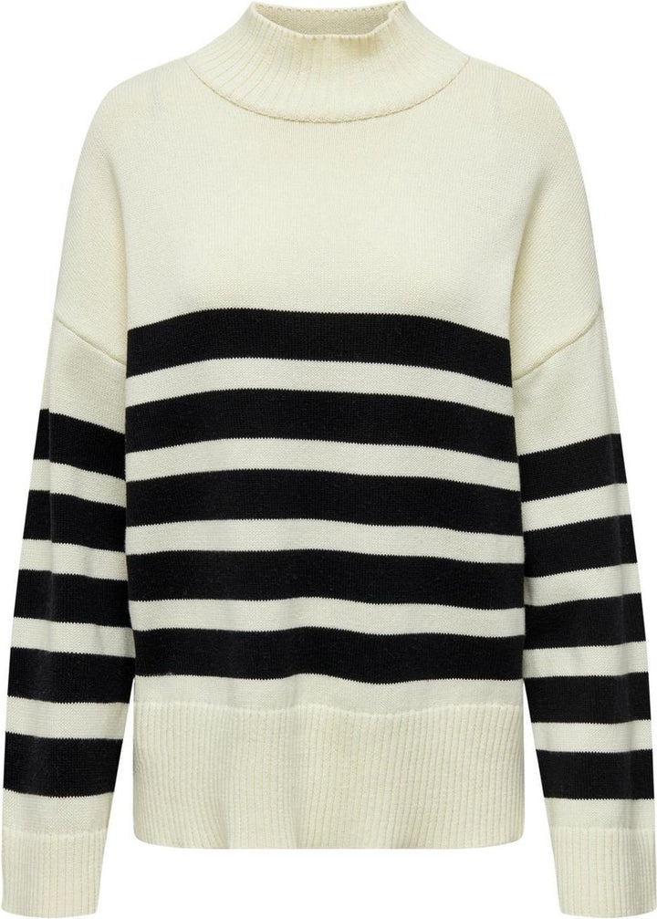 Onlsaga Ls Highneck Knt - Wit Dessin